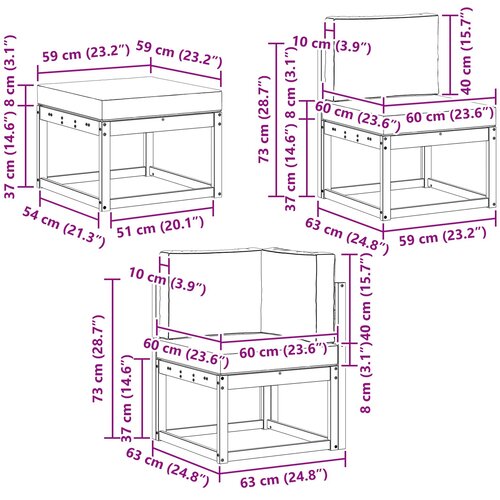  Set vanjskih sofa 6 kom. Prirodna i svjetlosiva Smeđa 247 x 128,5 x 73 cm Slike