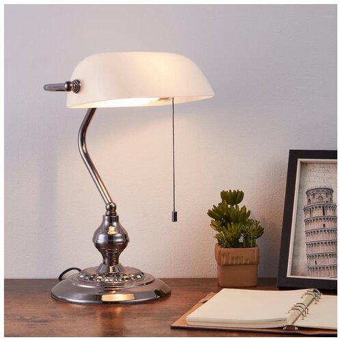 Eglo 901019 - Stona lampa BANKER 1xE27/60W/230V bela/sjajni hrom Cene