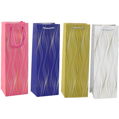  Bottle Gift Bag Shimmering Waves 35 x 12 x 9 cm Slike