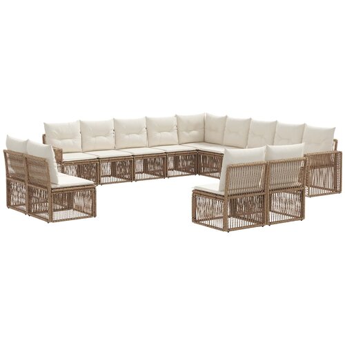 vidaXL Vrtna sedežna garnitura 13 pcs Bež in smetanasto bela, (5000270900) Cene