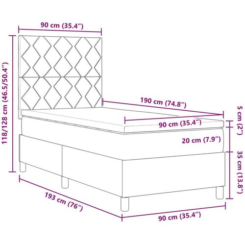 VidaXL podloga za krevet s madracem crni jednokrevetni tkaninski Slike