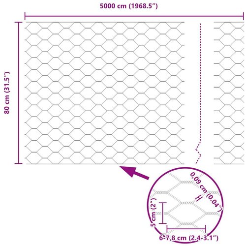 vidaXL Šesterokotna ograja Siva 0.8x50 m Jeklo Cene