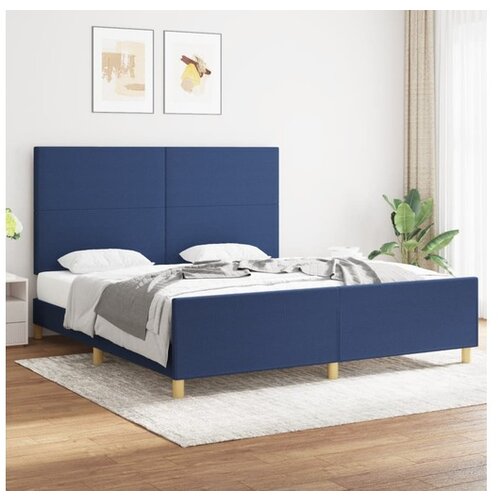  Posteljni okvir z vzglavjem moder 180x200 cm blago Cene