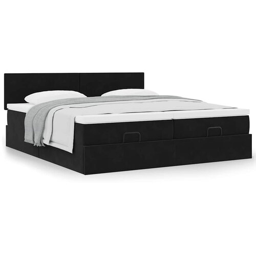VidaXL Otomanski okvir kreveta s madracima crni 200x200cm bar&amp;scaron;unasti Slike