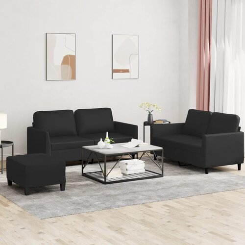  3-dijelni set sofa s jastucima crni od umjetne kože Cijene