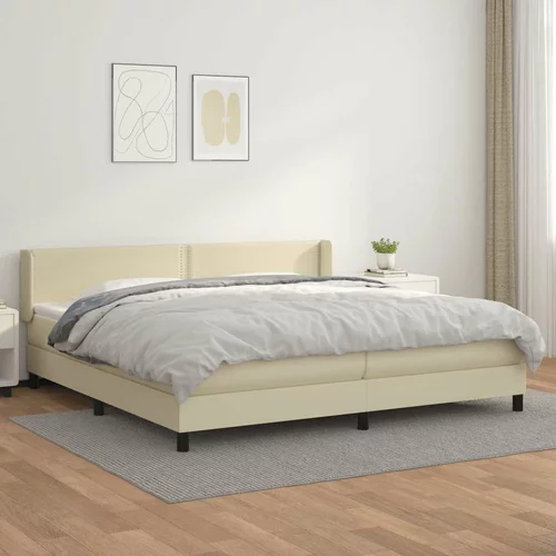  Box spring postelja z vzmetnico krem 200x200 cm umetno usnje, (20725471)