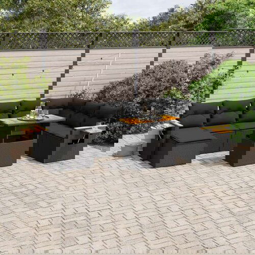  8-dijelni set vrtnih sofa od poliratana s jastucima crni Cijene