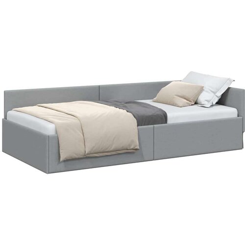 VidaXL Kutni okvir kreveta s uzglavljem Svjetlosiva 90 x 200 cm Slike