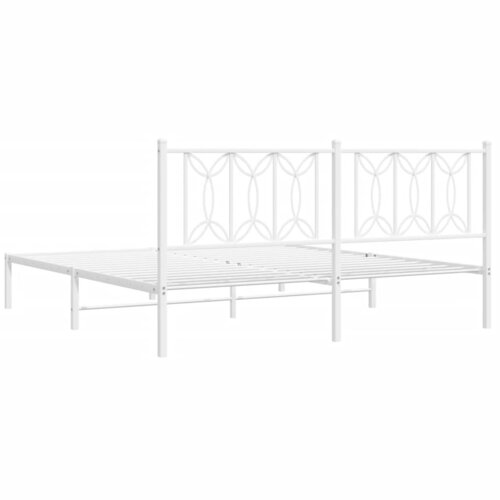  Metalni okvir za krevet s uzglavljem bijeli 183x213 cm Slike