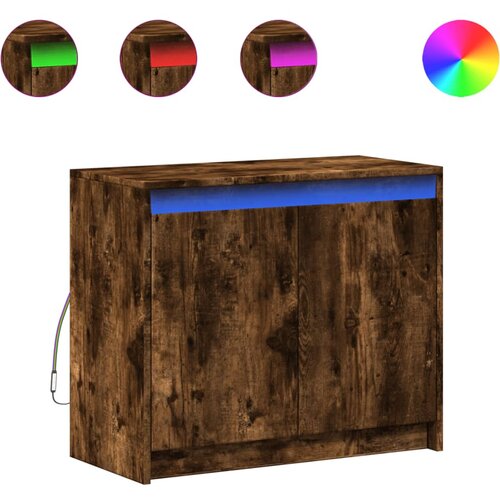  Komoda s LED boja dimljenog hrasta 72x34x61cm konstruirano drvo Slike