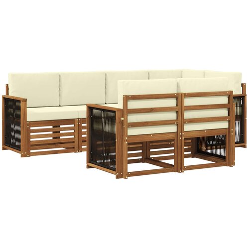 vidaXL Kotna sedežna garnitura z blazino 6 pcs Naravna in smetana, (5000283812) Cene