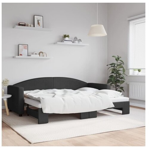 VidaXL Dnevni krevet na razvlačenje crni 80 x 200 cm od tkanine Slike