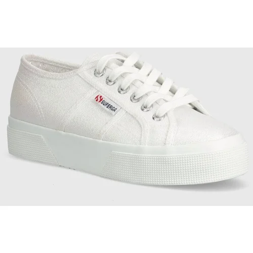 Superga Teniske 2740 PLATFORM LAME ženske, bela barva, S6128SW