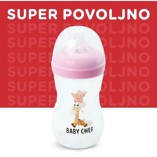 BABY CHEF flašica plastična 240ml, roze Cene