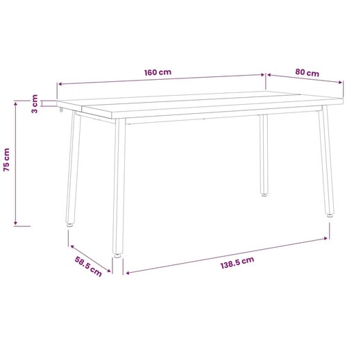  Kvadratni blagovaonski stol 160 x 80 x 75 cm Prirodna - Prirodna i crna 160 x 80 x 75 cm Četvrtasto Slike