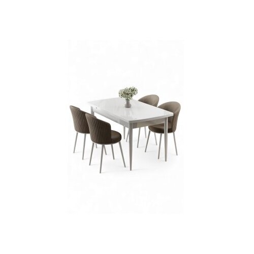 Hanah home Rasklopivi trpezarijski sto i stolice (5 delova) Asfel White Cappuccino Cene