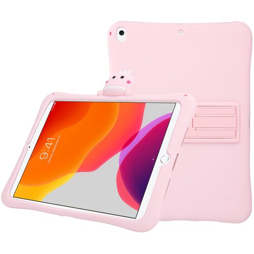 Cadorabo Ohišje tabličnega računalnika združljiv z Apple - Design Pink Dinosaur št. 15 - Zaščitni pokrov za otroke iz prilagodljivega silikona TPU s funkcijo stojala, (20590695) Cene