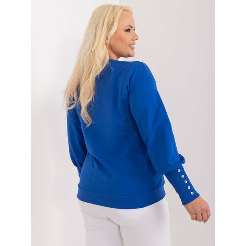Fashion Hunters Cobalt Blue Women's Cotton Sweatshirt Plus Size Slike
