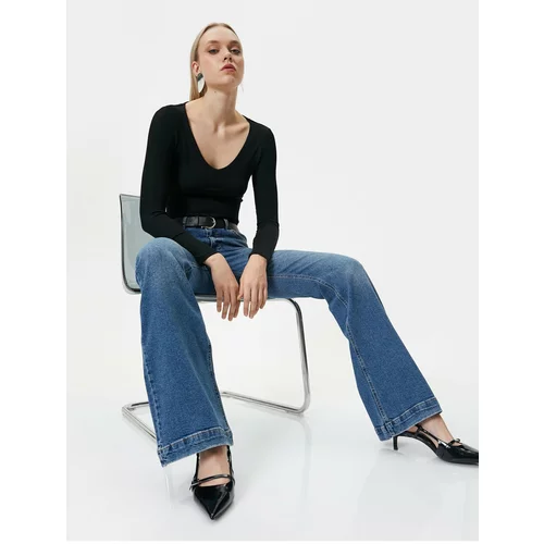 Koton Flared Leg Jeans Slim Fit Standard Waist Flexible Cotton Pocket - Victoria Jean