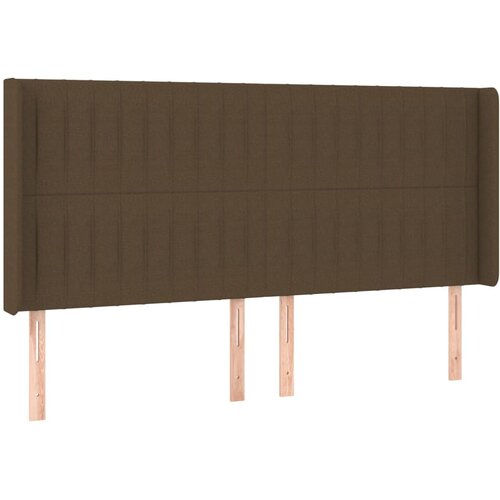  Uzglavlje s u&amp;scaron;ima tamnosmeđe 203x16x118/128 cm od tkanine Slike