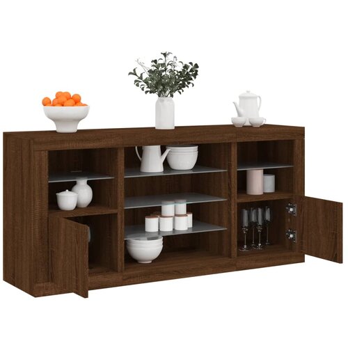 VidaXL Komoda s LED svjetlima smeđa boja hrasta 142 5x37x67 cm Slike