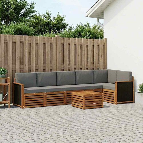  Set vanjskih sofa 6 kom. Prirodna i svjetlosiva Bijela Cene