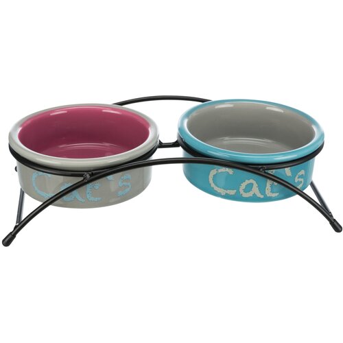 Trixie set keramičnih posod Eat on Feet - 2 x 300 ml, Ø 12 cm (svetlo siva/umazano roza/svetlo modra) Cene