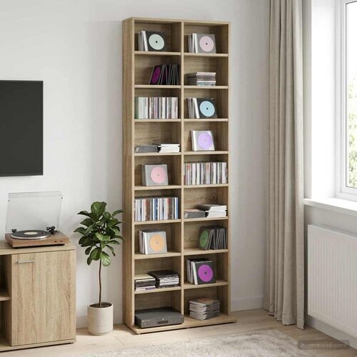 Cd ormar Hrast sonoma 65 x 23,5 x 175 cm Konstruirano drvo Slike