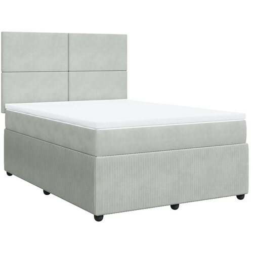 VidaXL Krevet s oprugama i madracem svjetlosivi 140x200 cm bar&amp;scaron;unasti Slike