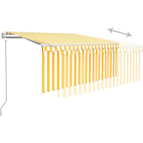 VidaXL Automatska tenda s roletom i senzorom LED 3 5x2 5 m žuto-bijela Slike