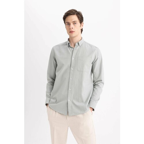 Defacto Regular Fit Polo Collar Oxford Long Sleeve Shirt Slike