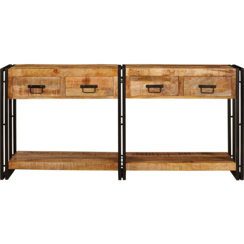 VidaXL Konzolne mizice 2 pcs Rjava 160 x 33 x 75 cm Trd grob mango les Slike