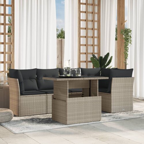 vidaXL 6-dijelni set vrtnih sofa od poliratana s jastucima svjetlosivi Cijene
