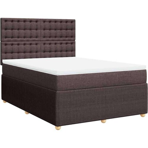 VidaXL Krevet s oprugama i madracem tamnosmeđi 140 x 190 cm od tkanine Slike