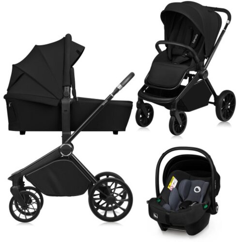 Lionelo dječja kolica Mika Plus 3u1, Black Onyx Cijene