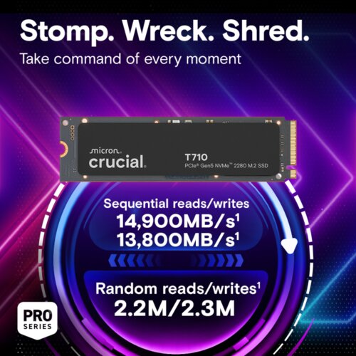 Crucial T710 2TB PCIe Gen5 NVMe M.2 2280 SSD Slike