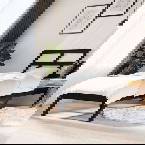  Posteljni okvir črn iz trdnega lesa 75x190 cm 2FT6, (20643764) Cene
