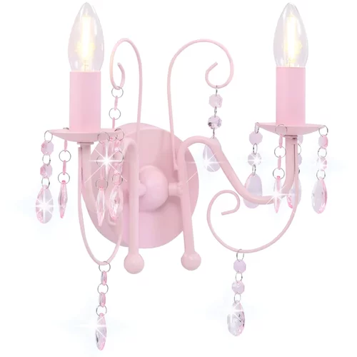 vidaXL zidna svjetiljka s perlama ružičasta 2 x žarulja E14