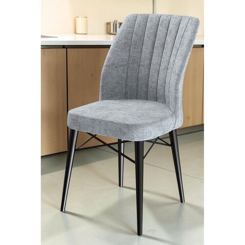 Hanah home set trpezarijskih stolica Flex 2 kom, siva tkanina Babyface, crne drvene noge Cene