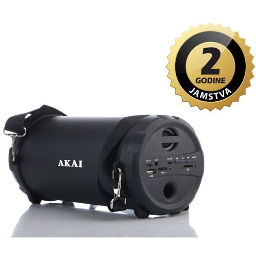 Akai zvučnik 10W, FM, BT, USB, SD, baterija, tuba, crni ABTS-12C Slike