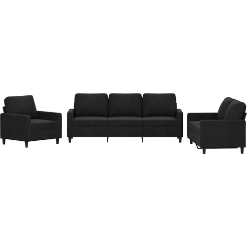 Maison Chic Sedežna garnitura - kavč 3-delna z blazinami črn žamet, (21728232) Cene