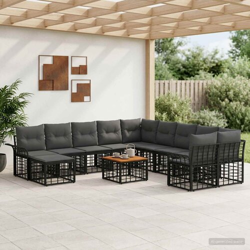  Set vanjskih sofa 12 kom. Crna i tamno siva Poliester Cijene