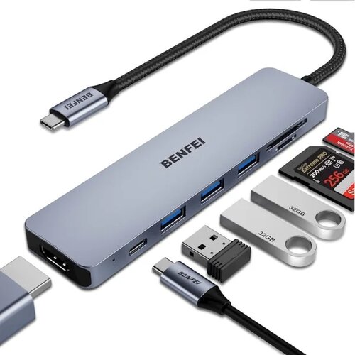  BENFEI adapter hub 7 in 1 USB C to 4K HDMI USB C 100W PD 3x USB A SD microSD gray Cijene