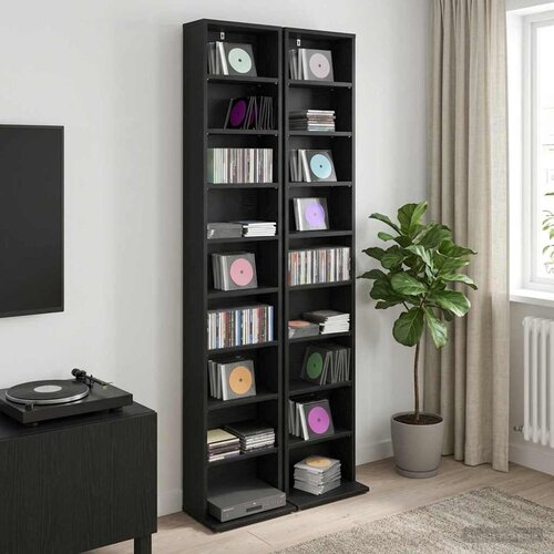 Cd ormar 2 kom. Crni hrast 33 x 23,5 x 175 cm Konstruirano drvo Slike