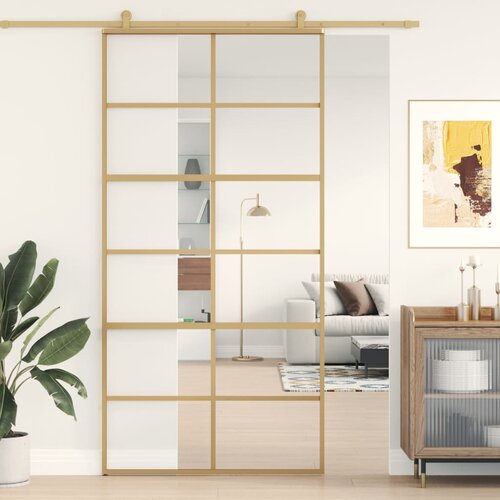 vidaXL Klizna vrata zlatna 102 5x205 cm prozirno staklo ESG i aluminij Cijene