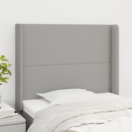  Uzglavlje s u&amp;scaron;ima svjetlosivo 103x16x118/128 cm od tkanine Slike