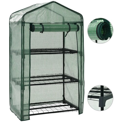 VidaXL Mini staklenik s 3 razine 69 x 49 x 125 cm Slike