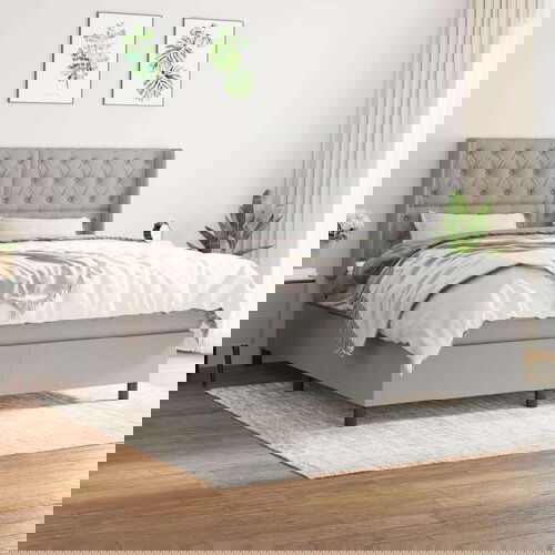  Box spring postelja z vzmetnico svetlo siva 160x200 cm žamet, (20789902) Slike
