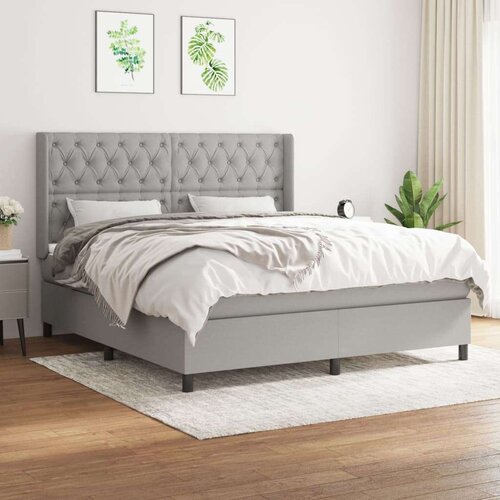  Box spring s madracem svjetlosiva 160x200 cm tkanina Slike