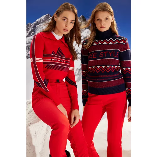 Trendyol Winter Essentials Red Pattern Knitwear Sweater